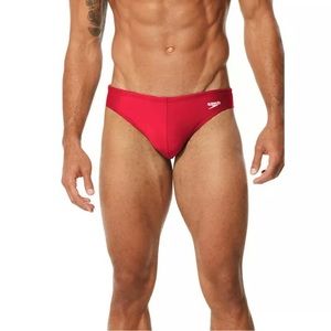 Men’s red power flex eco 1” sides speedo NWT size .34